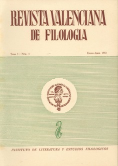 Revista Valenciana de Filologia. (Volum I, nº  1 Enero-abril 1951)