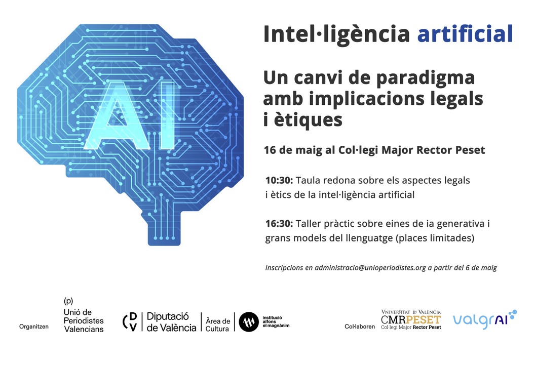 Jornada sobre intel·ligència artificial (IA) organitzada per la Unió de Periodistes Valencians i la Institució Alfons el Magnànim