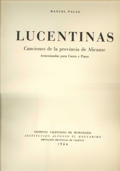Lucentinas. Canciones de la provincia de Alicante