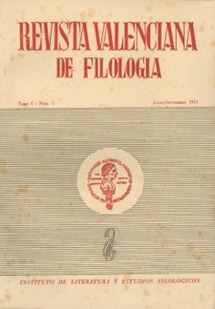Revista Valenciana de Filologia. (Volum I, nº 3 Julio-septiembre 1951)