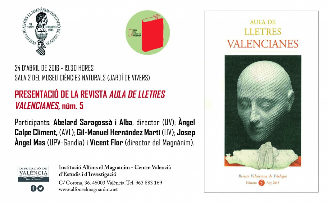Presentació de la revista Aula de les Lletres Valencianes núm. 5 a la Fira del Llibre