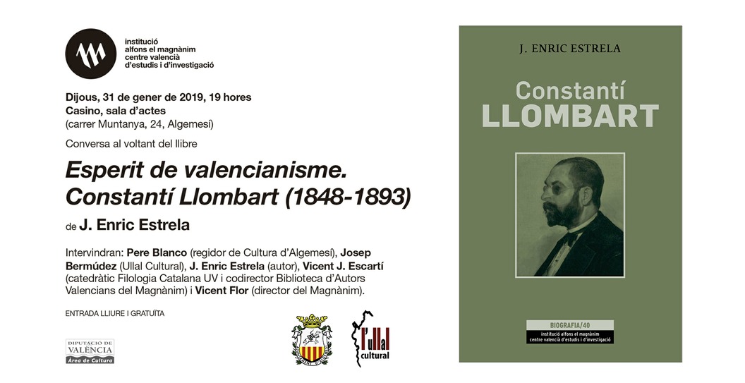 Enric Estrela presenta en Algemesí su biografía de Constantí Llombart
