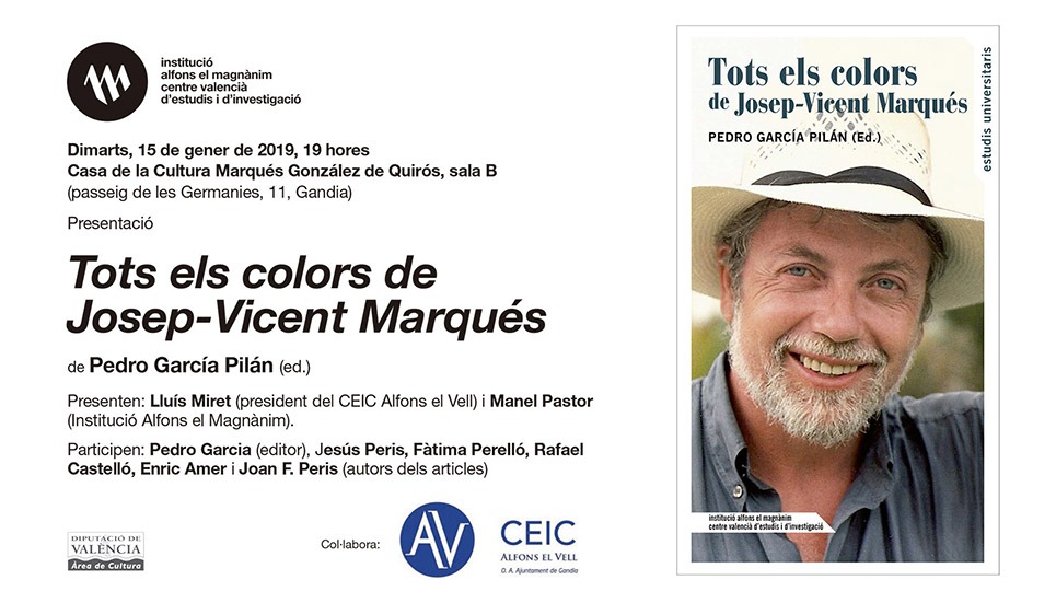 "Tots els colors de Josep-Vicent Marqués" se presenta en Gandia