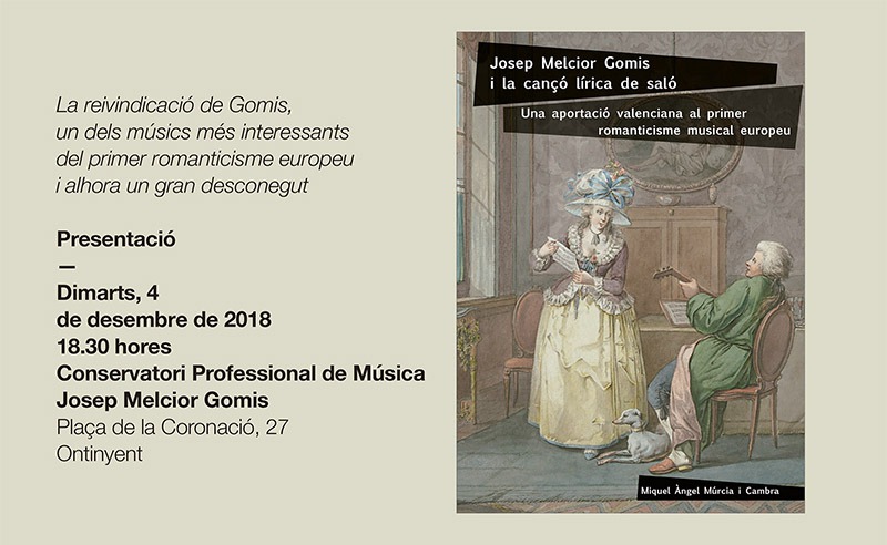 El Magnànim presenta en Ontinyent el libro "Melcior Gomis i la cançó lírica de saló"