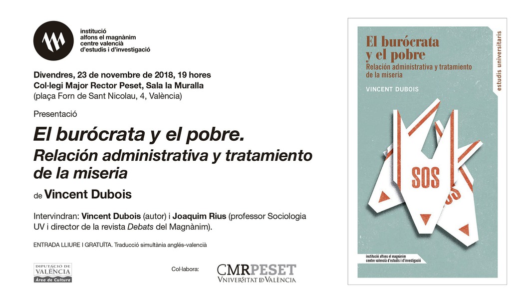 El Magnànim presenta el libro "El burócrata y el pobre", de Vincent Dubois