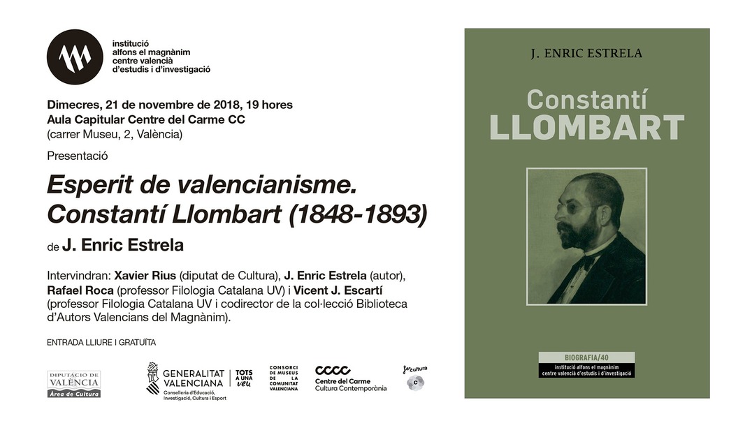 El Magnànim presenta la biografía de Constantí Llombart, obra de Enric Estrela