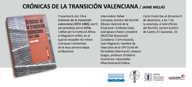 Jaime Millás presenta el seu Crónicas de la Transición al MuVIM el dia 9 de desembre