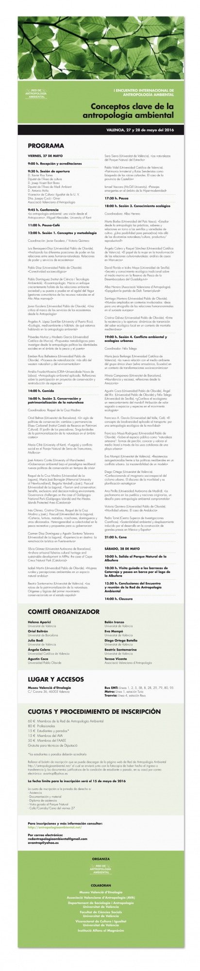 Programació de la Trobada Internacional d'Antropologia Ambiental