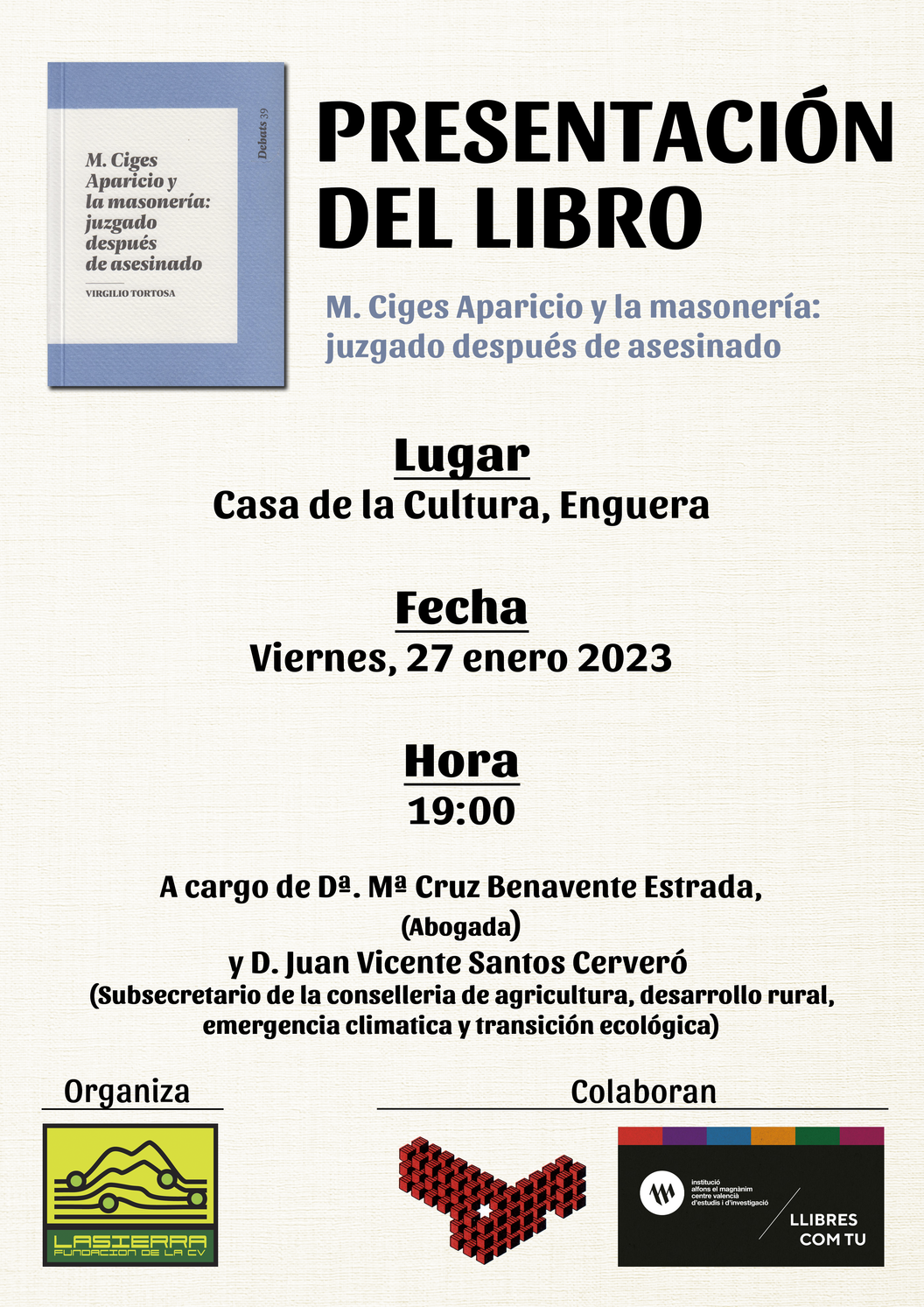 Presentación: M. Ciges Aparicio y la masonería: juzgado después de asesinado