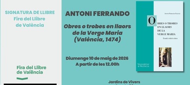 Firma del libro: Obres o trobes en llaors de la Verge Maria (València, 1474)