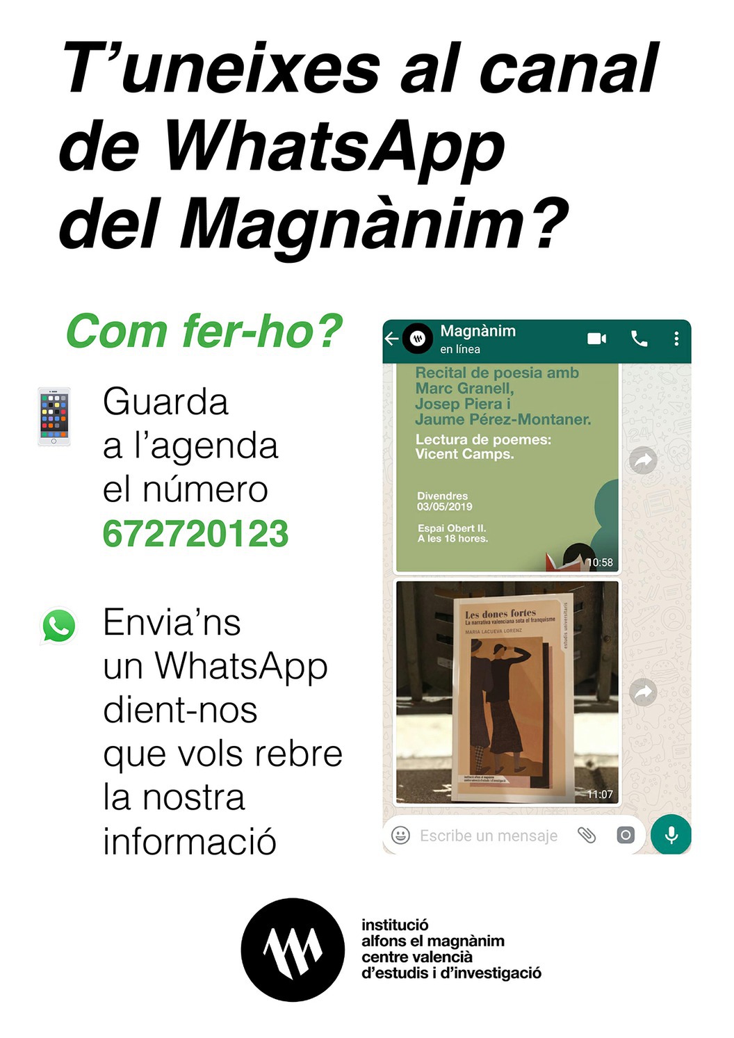 El Magnànim estrena un canal de difusión para WhatsApp