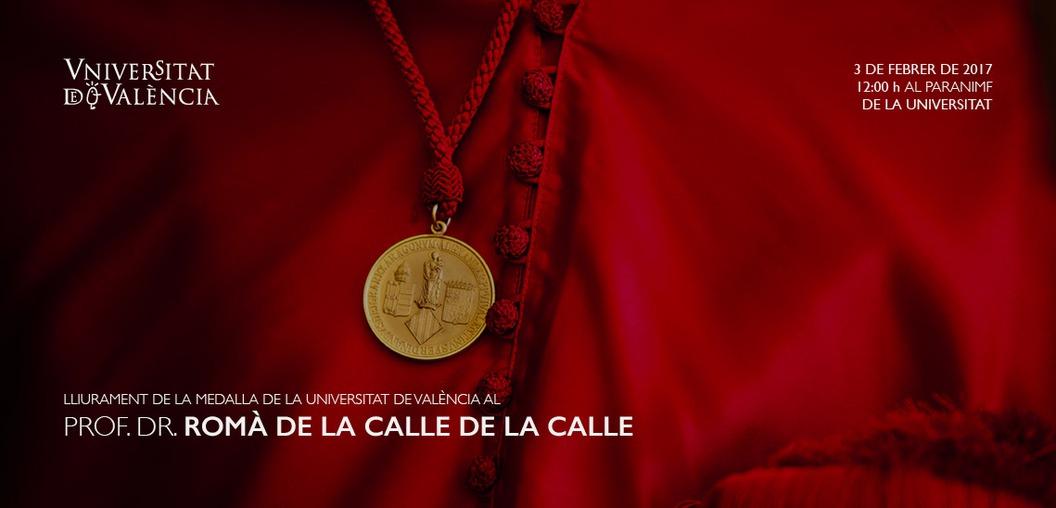 Romà de la Calle rep la medalla de la Universitat de València