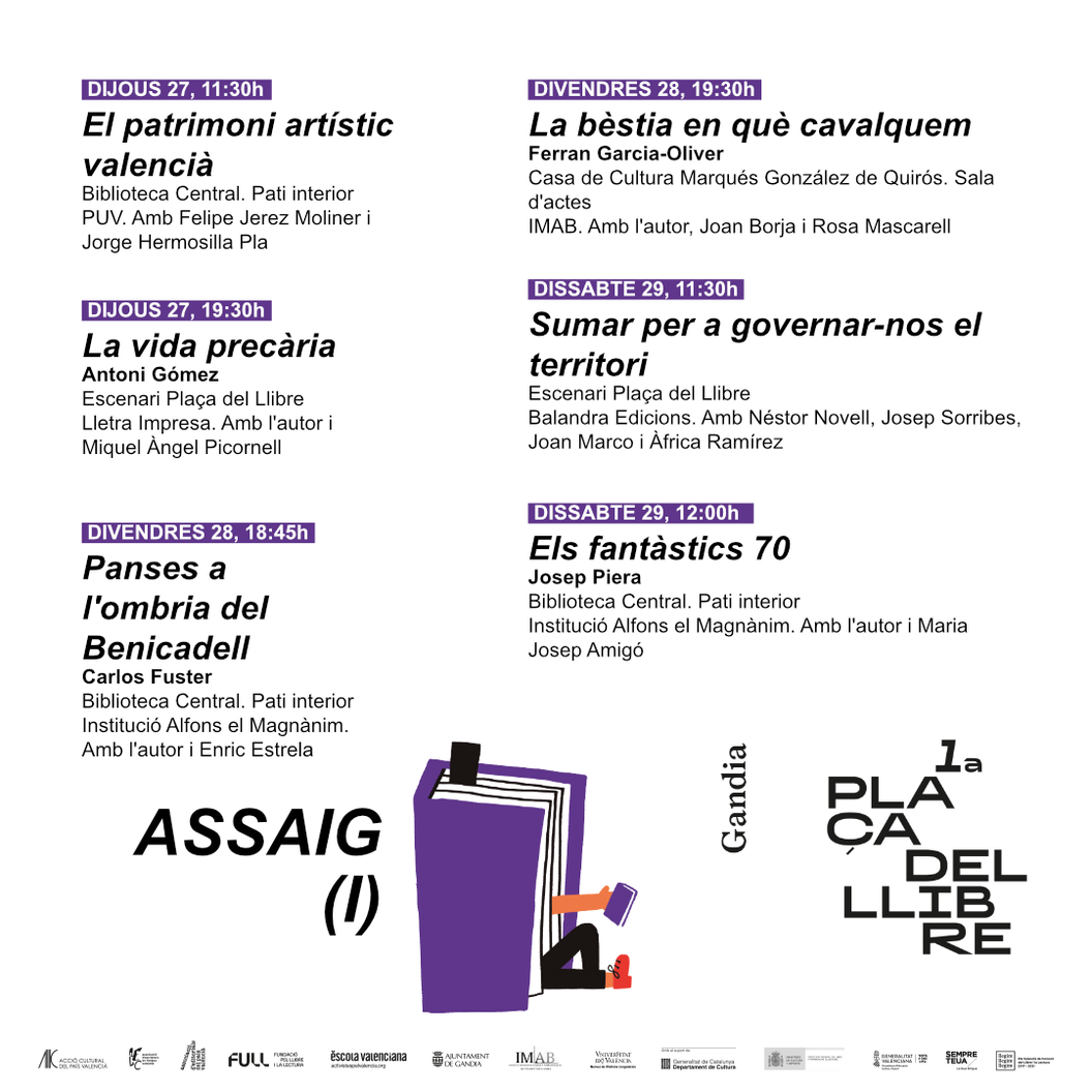 Dos títulos de ensayo del Magnànim en la Plaça del Llibre de Gandia