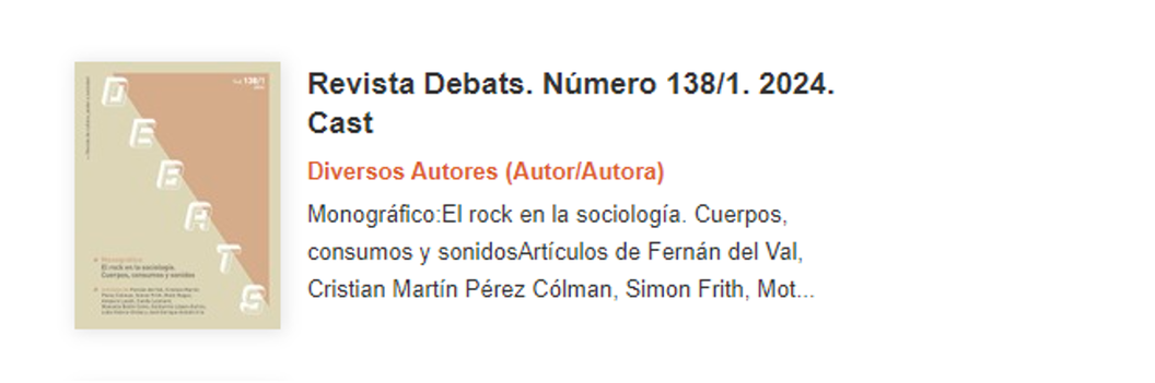 Disponible la revista Debats con el monográfico «Cultura y géneros. Artes y profesiones» 
